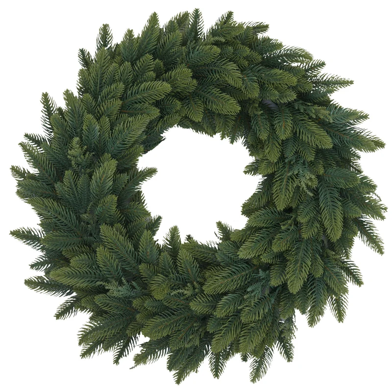 Couronne décorative artificielle de Noël 60 cm avec 4 supports pour bougies sapin vert polyéthylène 04_0009148