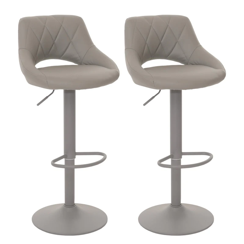 Lot de 2 tabourets de bar réglables pivotants avec repose pieds similicuir métal gris 04_0007473