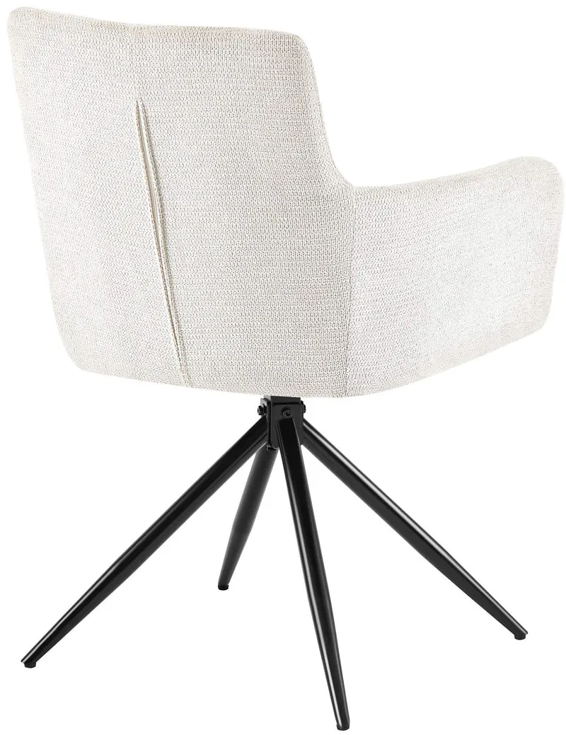 Chaise de salle à manger x1 moderne et confort mécanisme de rotation à 180° en tissu crème et métal 10_0007706