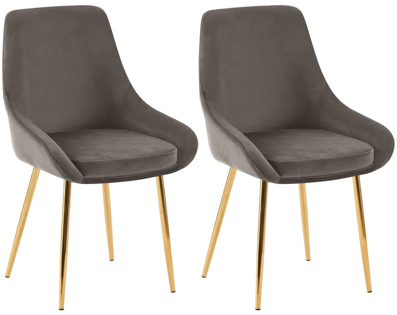 Lot de 2 chaises de salle à manger élégance confort design moderne en velours anthracite structure métallique doré 10_0007613