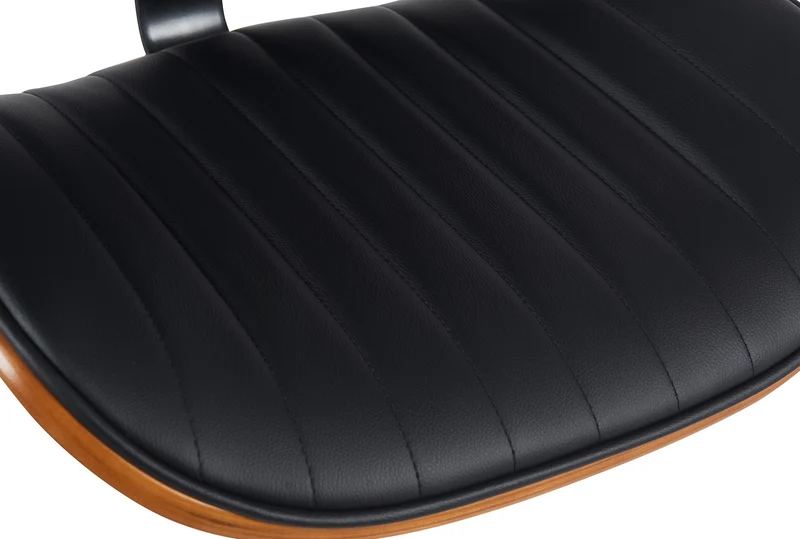 Lot de 2 tabourets de bar style rétro moderne assise en tissu noir bois noyer et cadre métal noir 10_0006821