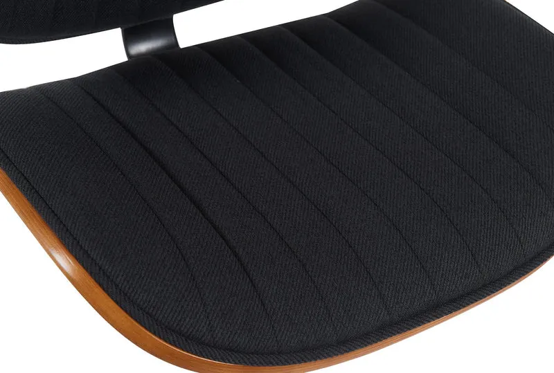 Lot de 2 tabourets de bar style rétro moderne assise en tissu noir bois noyer et cadre métal noir 10_0006701