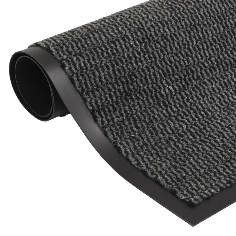 Paillasson touffeté 60 x 150 cm PP anthracite et caoutchouc DEC040664