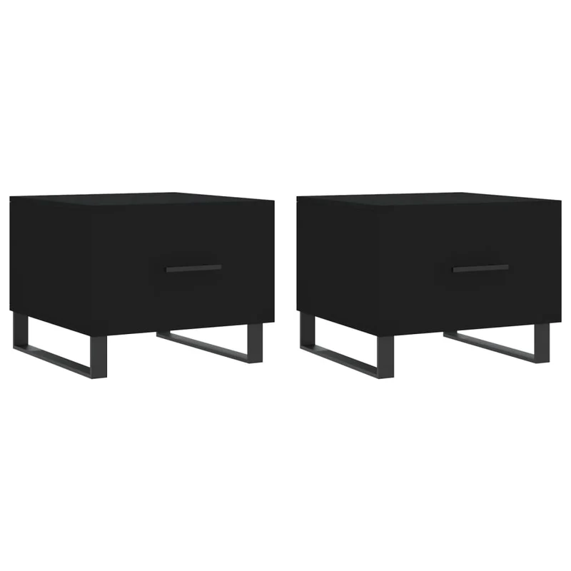 Lot de 2 tables de chevets avec tiroir 50 x 50 x 40 cm bois d'ingénierie noir et fer DEC040424