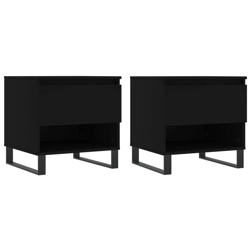 Lot de 2 tables de chevets avec tiroir 50 x 46 x 50 cm bois d'ingénierie noir et métal DEC040413
