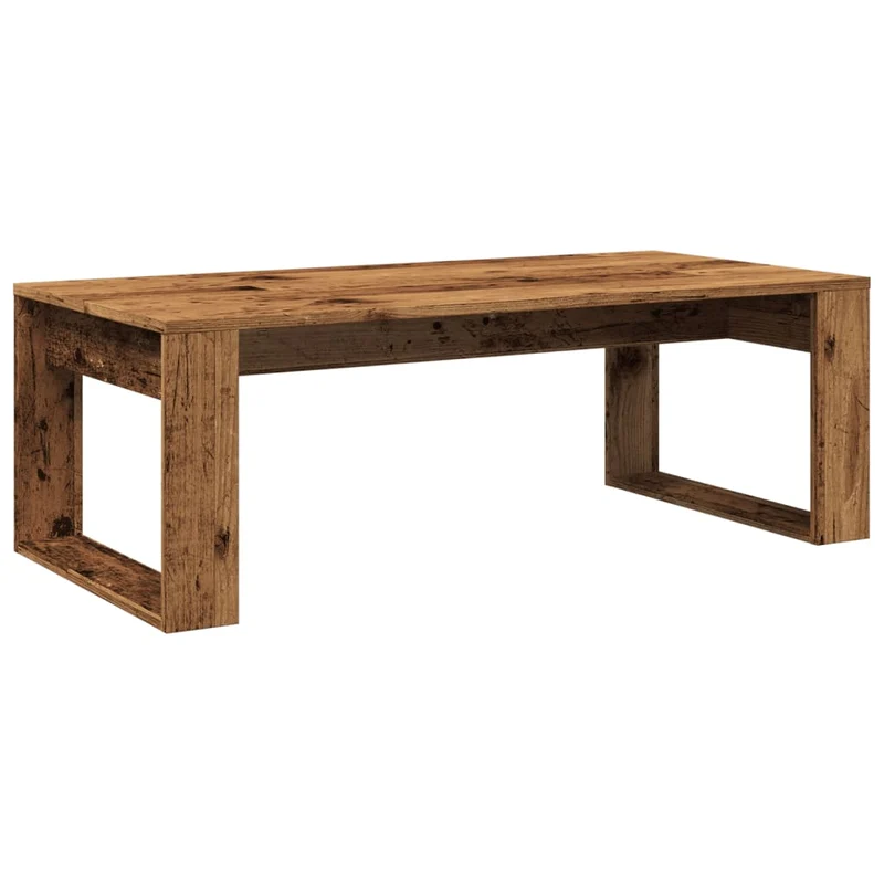 Table basse style rustique 102 x 50 x 35 cm bois d'ingénierie marron effet vieilli DEC040204
