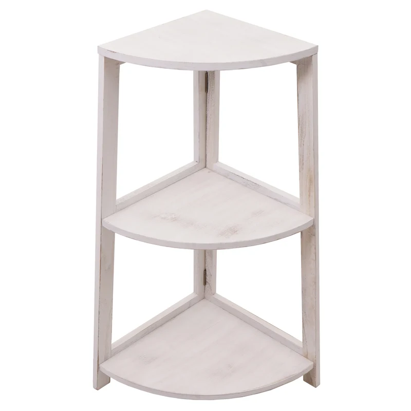 Étagère d'angle 3 niveaux 80x37x37 cm MDF blanc vieilli 04_0008636