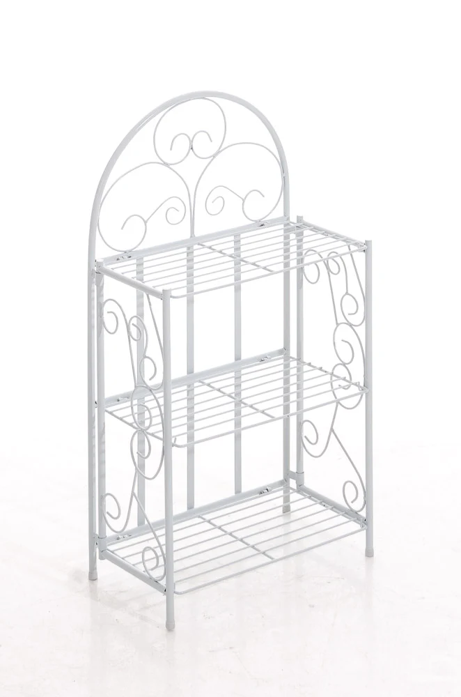 Etagère 3 étagères rangement cuisine balcon salle de bain rabattable en métal blanc 10_0003995