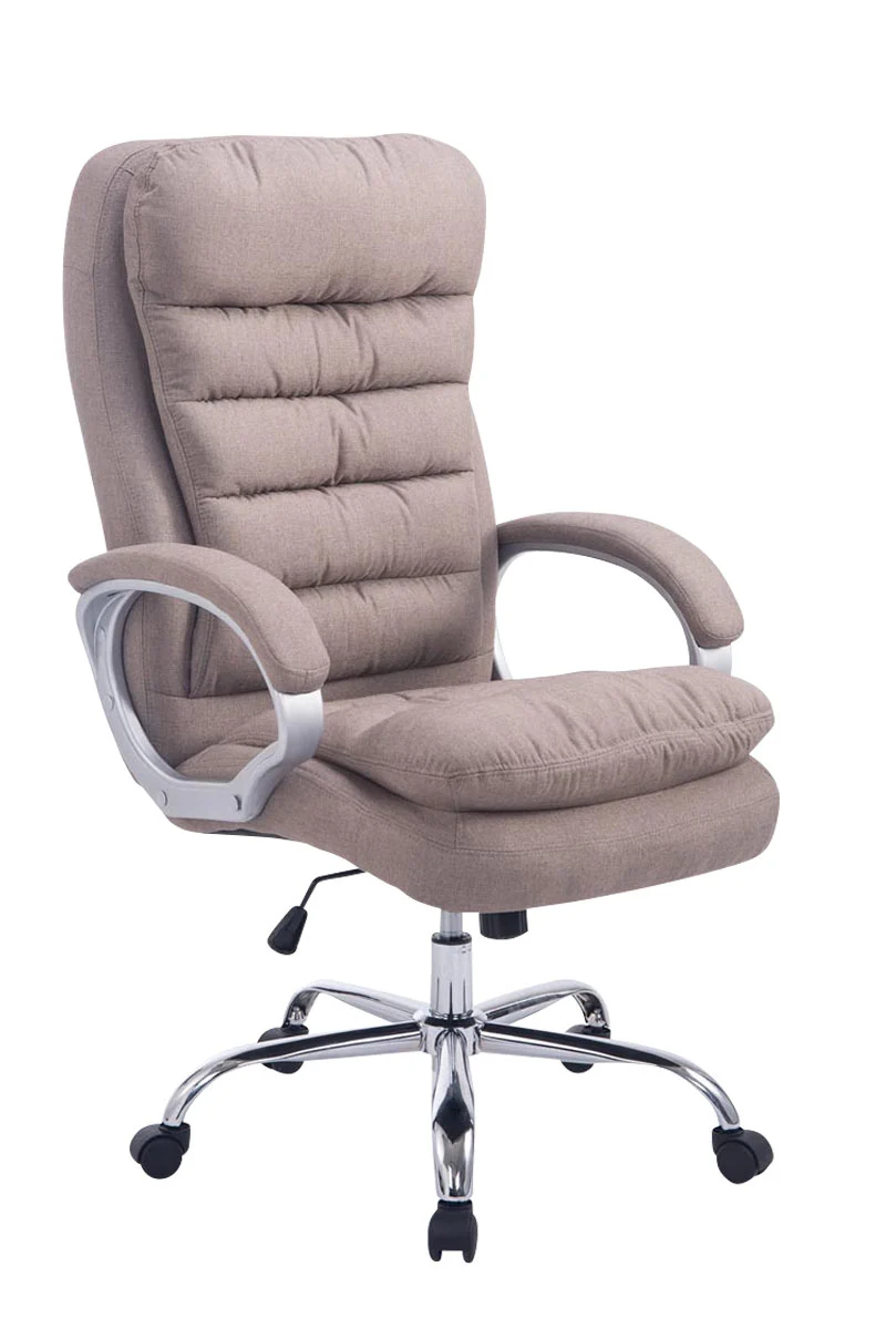 Fauteuil de bureau ergonomique et confortable jusqu'à 235 kg en tissu taupe et métal chromé 10_0002405