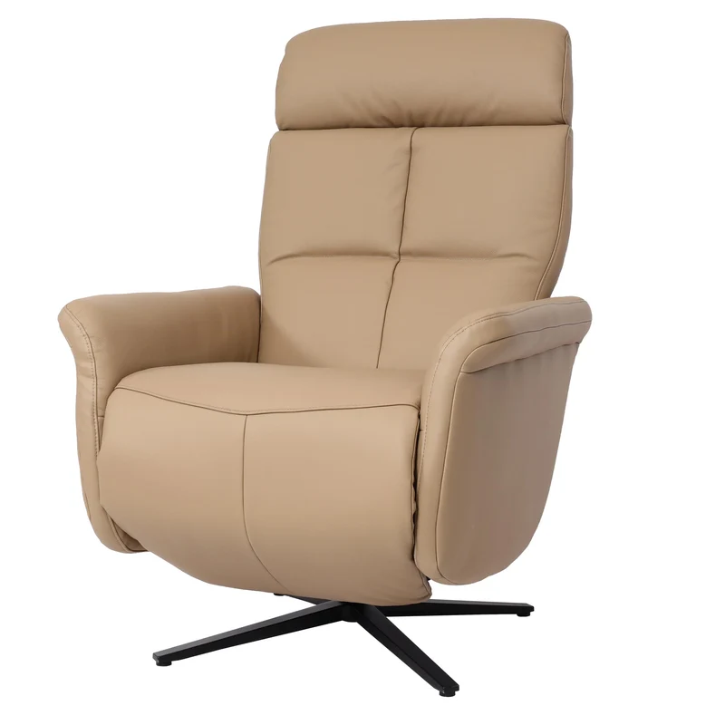 Fauteuil de relaxation tv fonction inclinable rotatif avec repose-pieds et dossier en cuir taupe 04_0006831