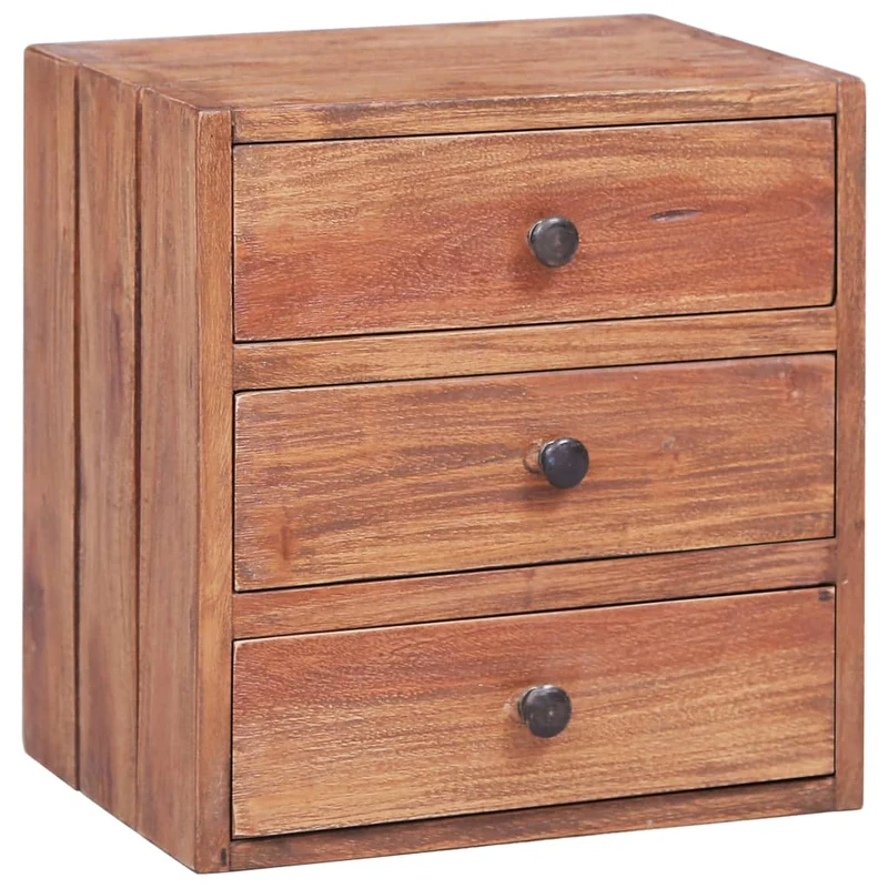 Table de chevet avec 3 tiroirs 35 x 25 x 35 cm bois d'acajou massif DEC033110