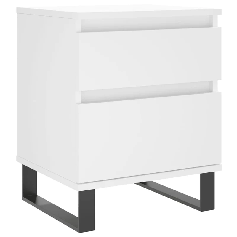Table de chevet avec tiroir et compartiment avec porte 40 x 35 x 50 cm bois d’ingénierie blanc et métal DEC033370