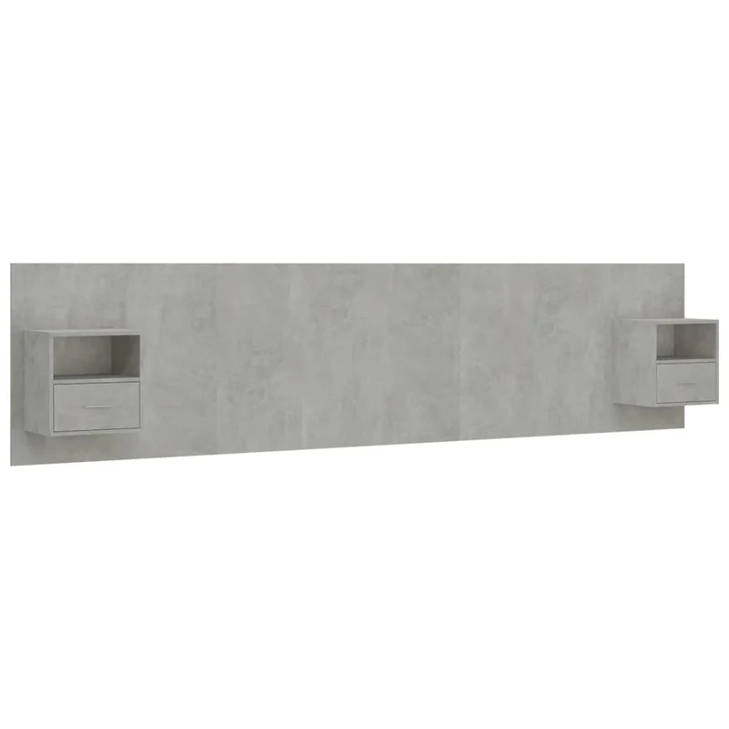 Tête de lit accessoire couchage chambre à coucher meuble avec chevet intégré étagère MDF gris TDL0205817