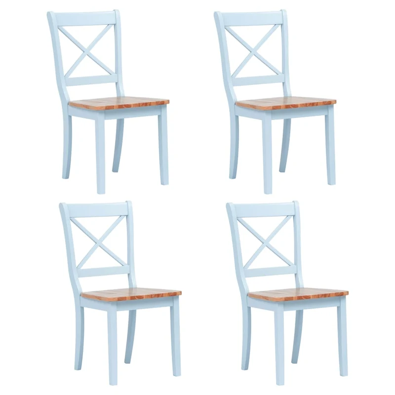 Lot de 4 chaises de salle à manger cuisine gris et bois clair bois d'hévéa massif CDS021536