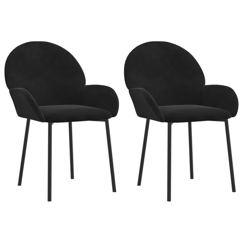 Set de 2 chaises de salle à manger cuisine en tissu velours noir et métal DEC025565