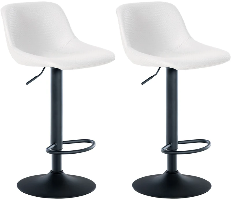 Lot de 2 tabourets de bar rotation à 360°en PVC blanc pieds en trompette métal noir 10_0006690