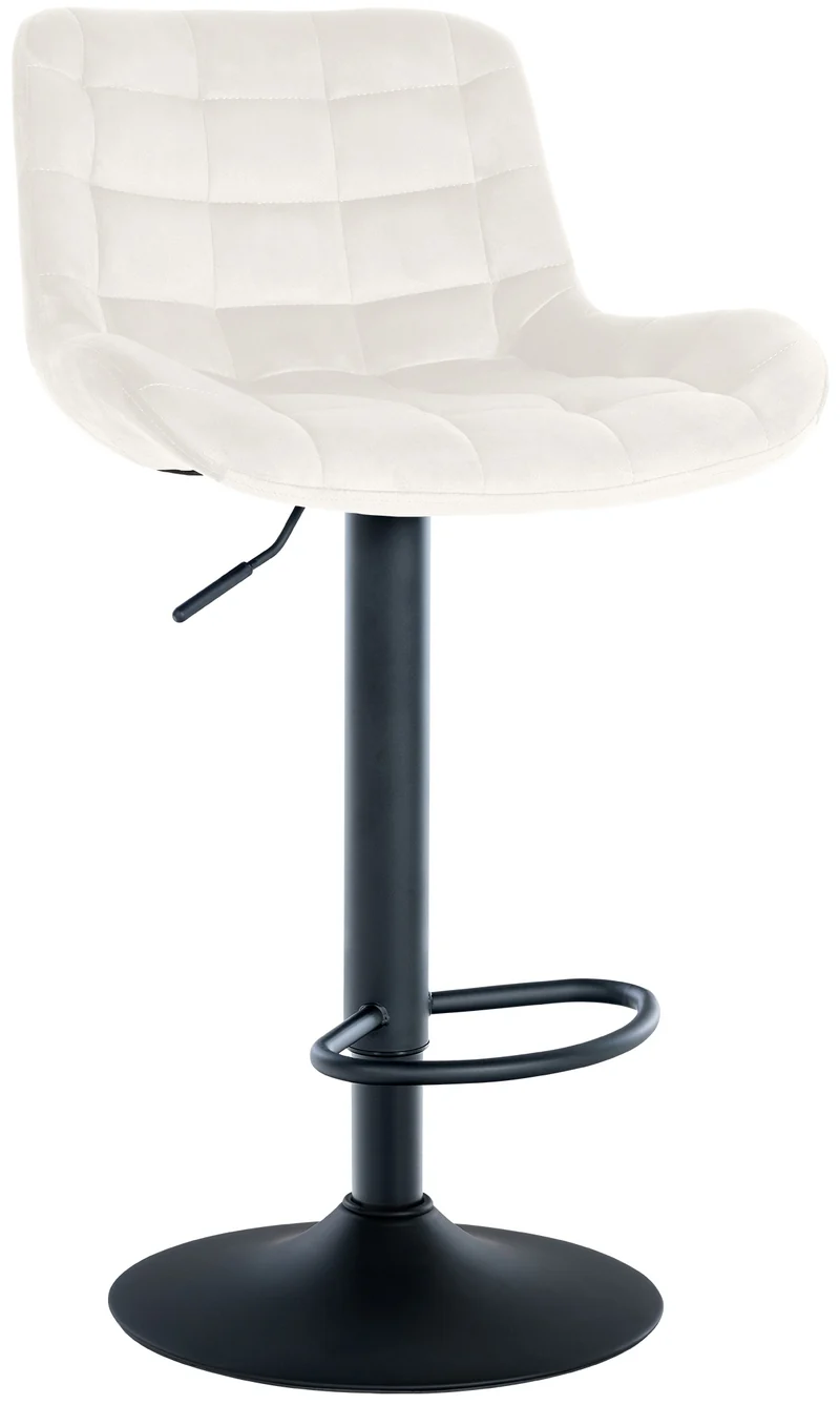 Tabouret de bar x1 structure métallique noir assise en velours crème avec surpiqûres 10_0005446