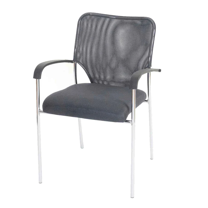 Lot de 4 chaises visiteur empilables avec accoudoirs structure métallique assise et dossier en mesh coloris anthracite 04_0011388