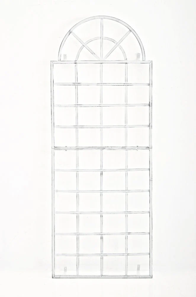 Treillage tuteur mural 180 x 70 cm décoration de jardin plantes grimpantes en métal blanc vieilli 10_0003904