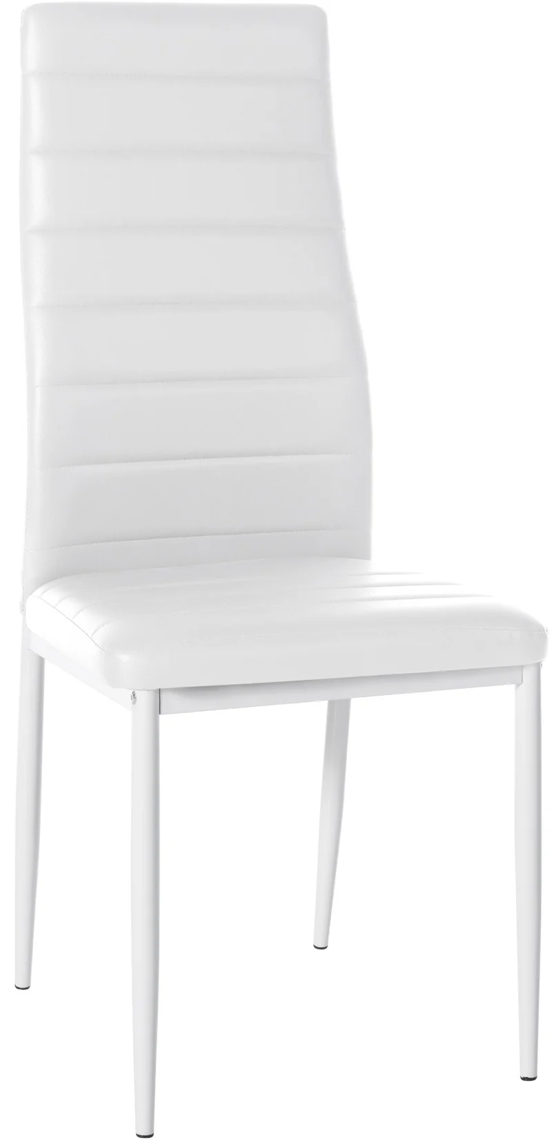 Chaise de salle à manger x1 design simple en PVC blanc avec couture décorative cadre en métal blanc 10_0002053