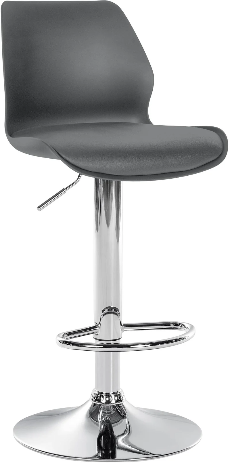Tabouret de bar x1 avec repose-pieds hauteur réglable pivotant en PVC et plastique gris et métal 10_0004905