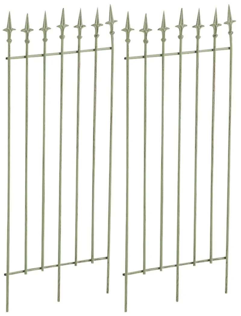 Lot de 2 treillis support pour plantes grimpantes décoration de jardin en métal vert vieilli 10_0003834