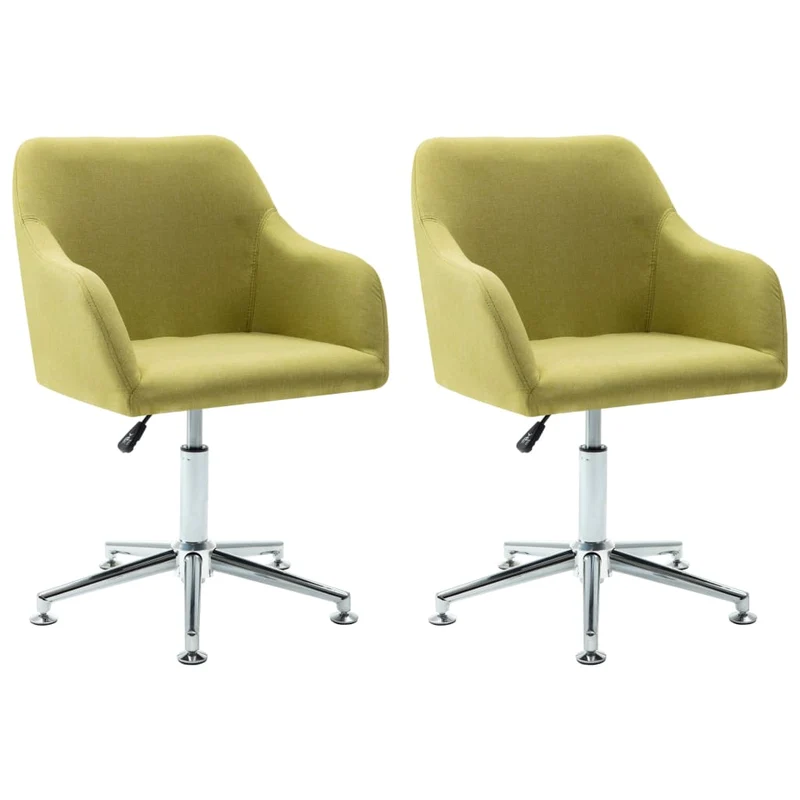 Lot de 2 chaises de salle à manger cuisine pivotantes design contemporain tissu vert CDS020944