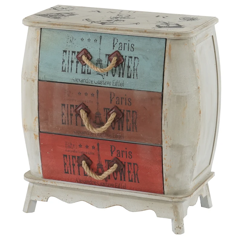 Commode vintage 70 cm hauteur 74,5 cm avec 3 tiroirs style shabby bois naturel 04_0011464