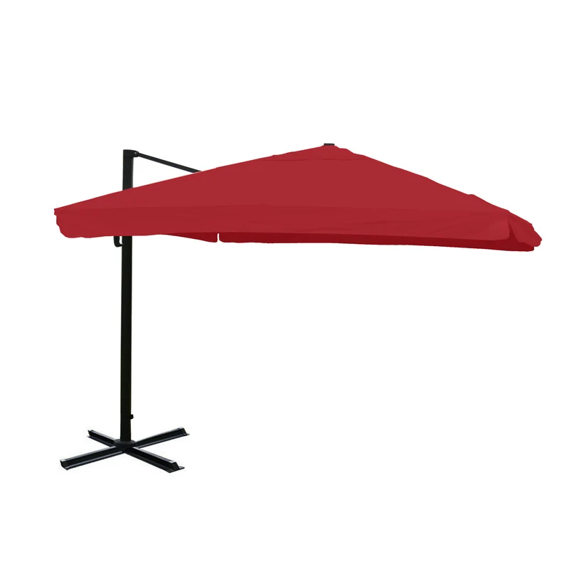 Parasol déporté 3x3 m diamètre 4,3 m orientable inclinable pivotant 360 sans pied aluminium polyester bordeaux 04_0007927
