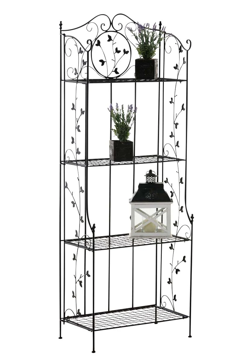 Etagère en 4 niveaux rangement chaussures plantes hauteur 158 cm en métal noir 10_0003966