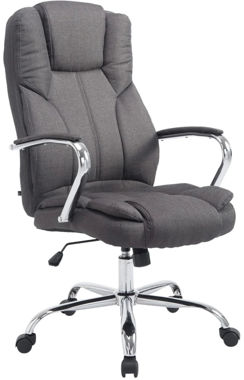 Fauteuil de bureau sur roulettes largeur d'assise XXL en tissu gris foncé et métal chromé 10_0006960