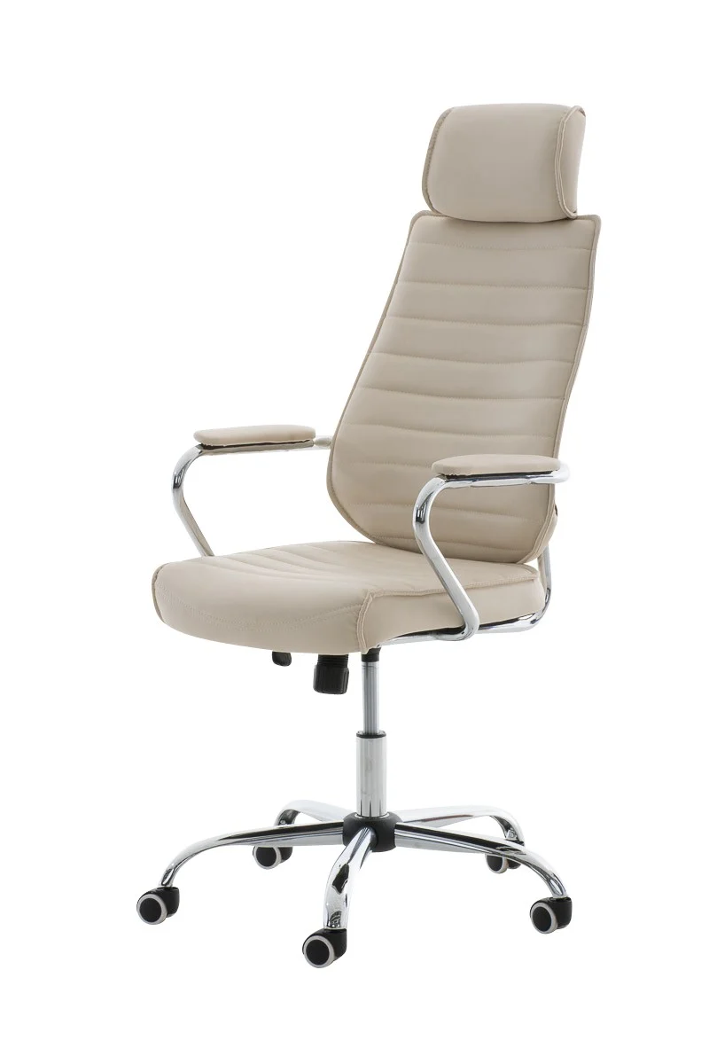 Fauteuil de bureau à roulettes en synthétique crème hauteur réglable BUR10004
