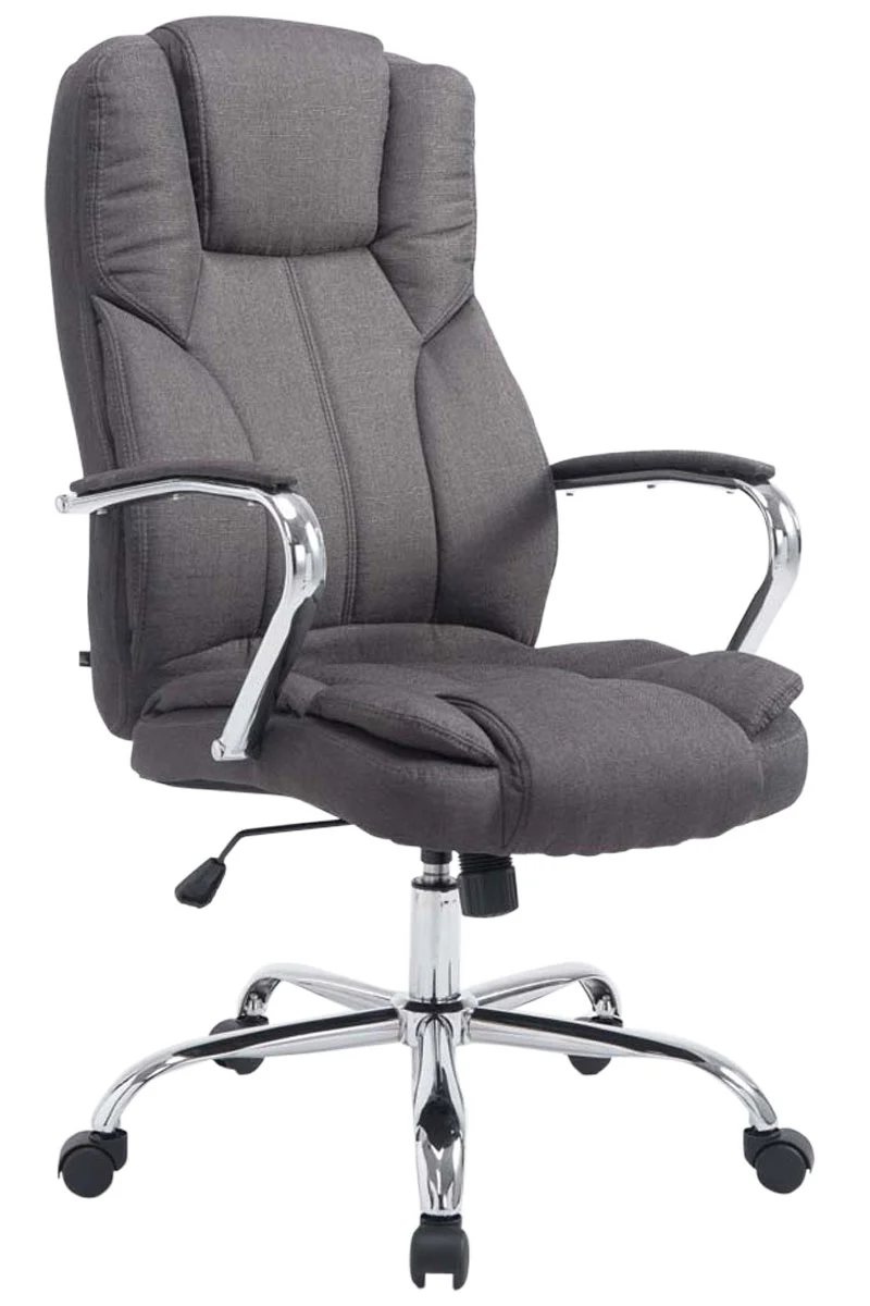 Fauteuil de bureau sur roulettes largeur d'assise XXL en tissu gris foncé et métal chromé 10_0006961