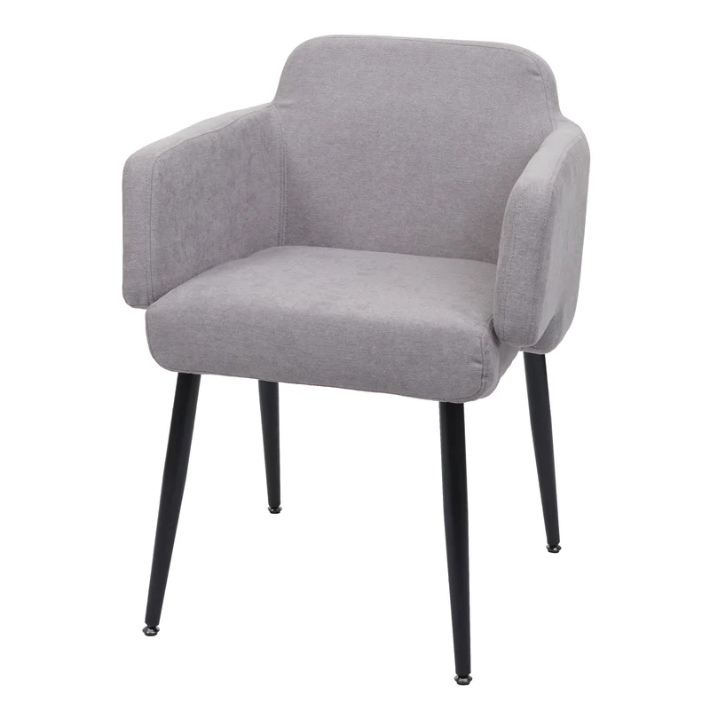 Chaise de salle à manger rembourrée avec accoudoirs tissu/textile métal gris 04_0006342