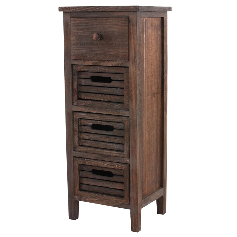 Commode meuble à tiroirs 4 tiroirs 74x30x25 cm aspect vintage marron 04_0006536
