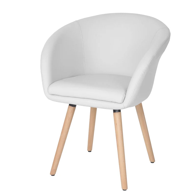 Chaise de salle à manger cuisine design rétro scandinave en PVC blanc pieds clair 04_0002373
