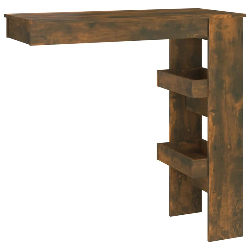 Table d’appoint multifonction murale avec étagères 102 x 45 x 103,5cm bois d'ingénierie marron DEC036475
