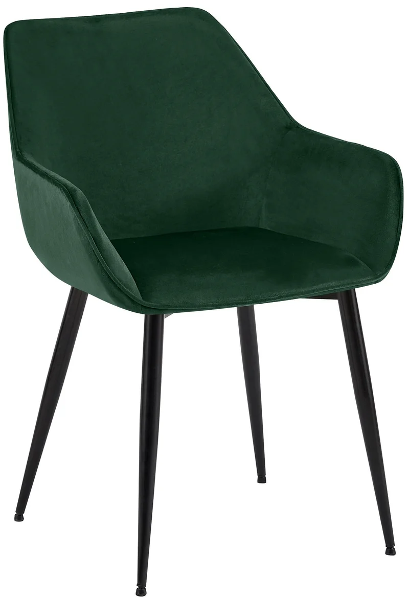 Chaise de salle à manger x1 bureau salle d'attente en velours vert et métal noir 10_0007232