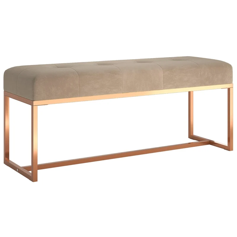 Banc banquette multifonctionnel design moderne 110 x 36 x 45 cm en velours beige DEC024701