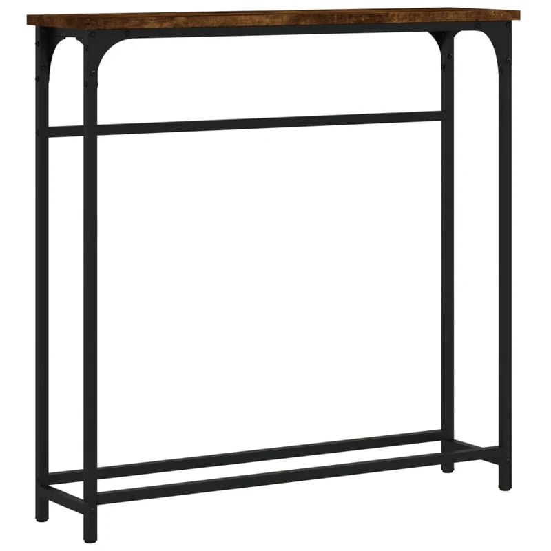 Table console d'entrée fonctionnel et stylé 75 x 19,5 x 75 cm bois d'ingénierie marron et métal DEC031802