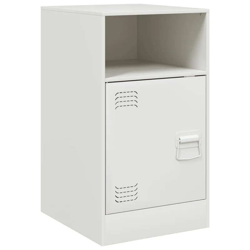 Table de chevet avec compartiment avec porte 34,5 x 39 x 62 cm acier blanc DEC033294