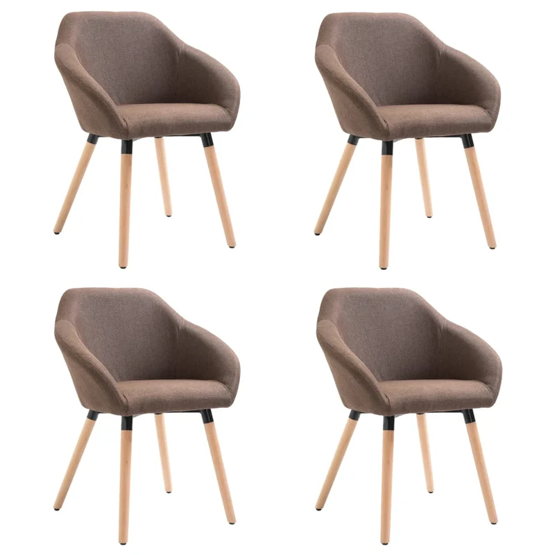Lot de 4 chaises de salle à manger cuisine design moderne tissu marron CDS021748