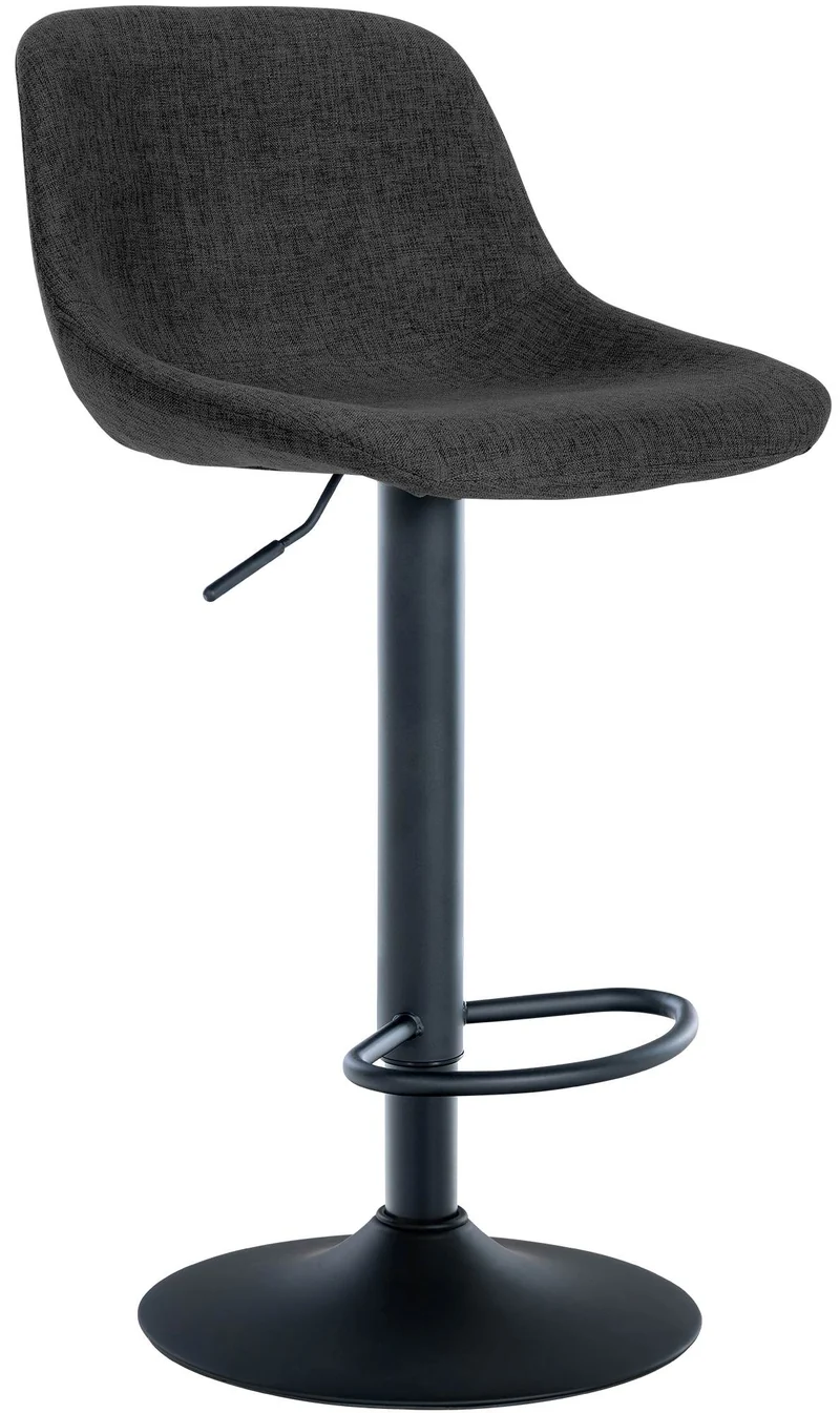 Tabouret de bar x1 rotation à 360°en tissu noir pieds en trompette métal noir 10_0005941