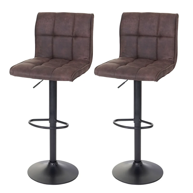 Lot de 2 tabourets de bar en tissu imitation daim marron foncé TDB04030