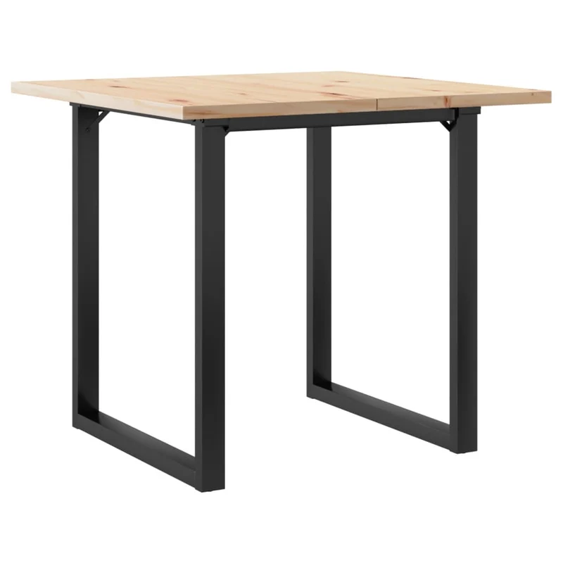 Table de salle à manger cuisine design industriel 80 x 80 x 75,5cm bois de pin massif et acier DEC036797