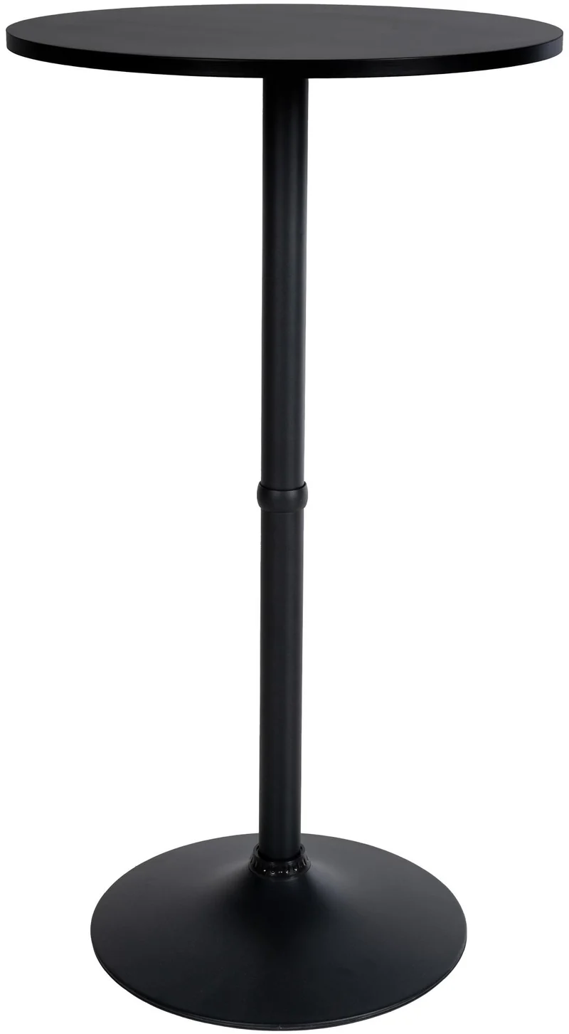 Table haute de bar bistrot plateau forme diamètre 60 cm rond en bois noir et métal chromé 10_0006576