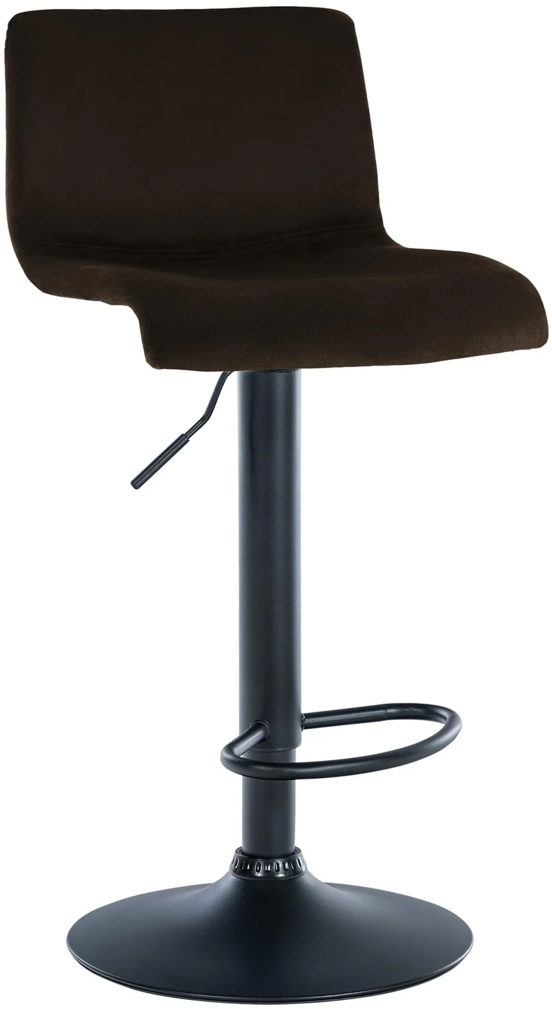 Tabouret de bar x1 repose-pieds hauteur réglable dossier bas en velours marron cadre métal noir 10_0006253