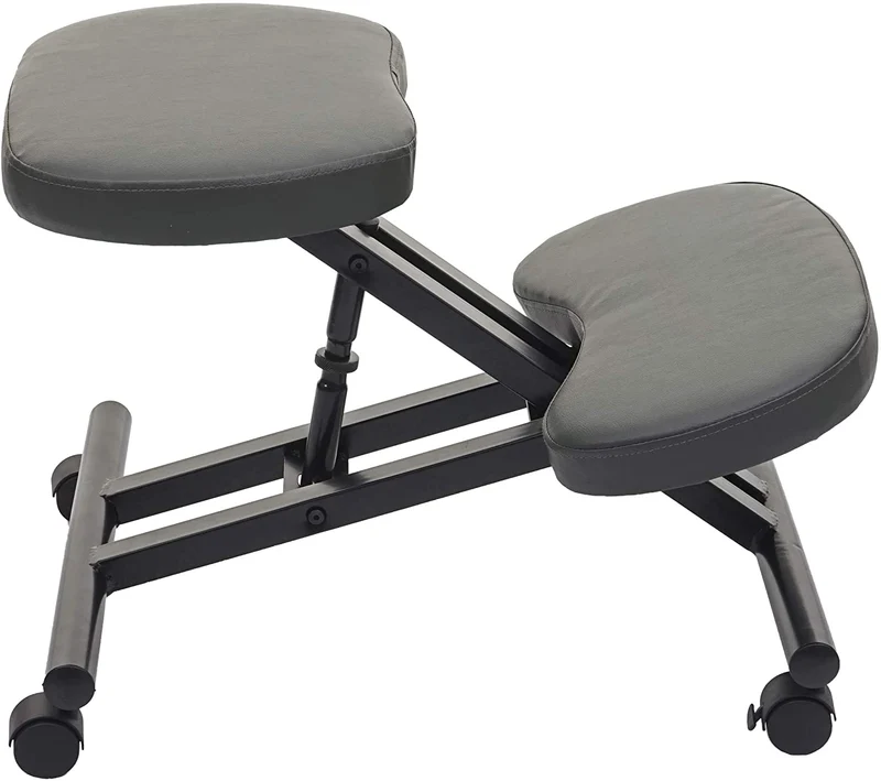 Tabouret chaise ergonomique siège assis genoux sur roulettes réglable synthétique gris foncé BUR04099