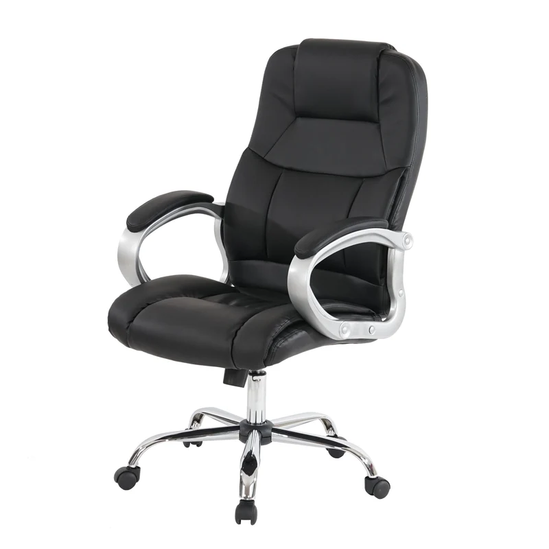 Fauteuil chaise de bureau exécutif sur roulette XXL pivotante synthétique noir 04_0001904