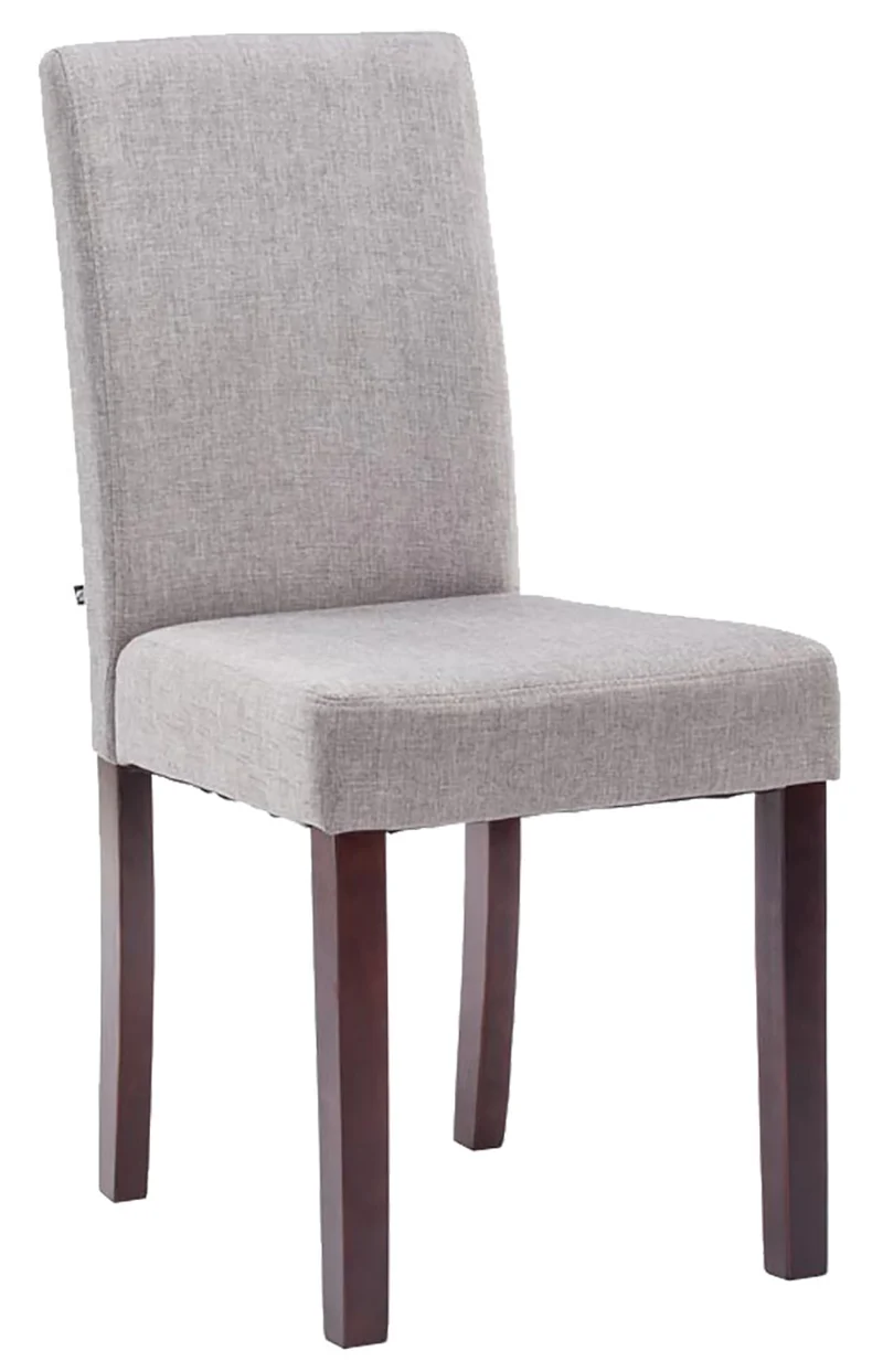 Chaise de salle à manger x1 design moderne en tissu gris clair et pieds en bois marron 10_0002030